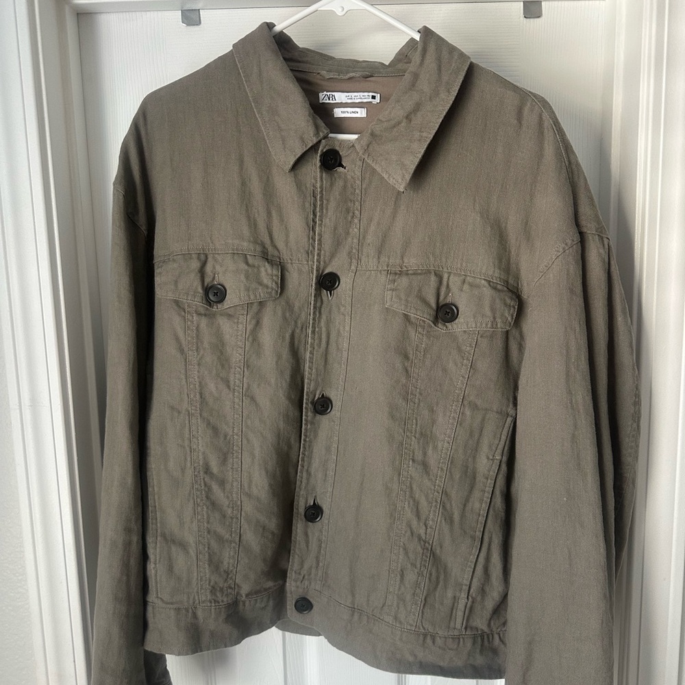 Zara Men's Khaki Shirt Jacket